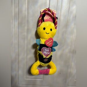 Outward Interactive Plush Squeaky Dog Tug Toy  Pink Scrunch Bunch 16” “BE MINE”